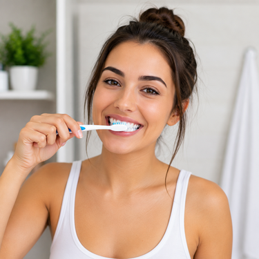Woman Brushing Her Teeth